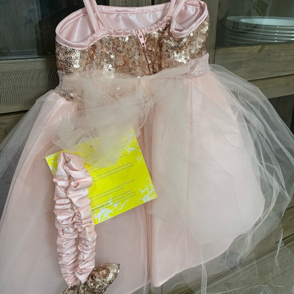 New Petite Adele Pink Sequined Dress - 12 months - Picture 2 of 5